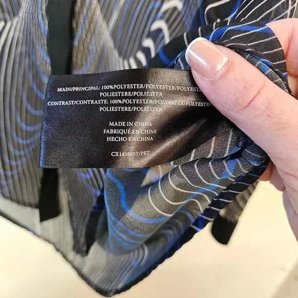 Cameo Sheer Long Sleeve Blouse Size‎ S Button Front Professional Geometric - Picture 5 of 10